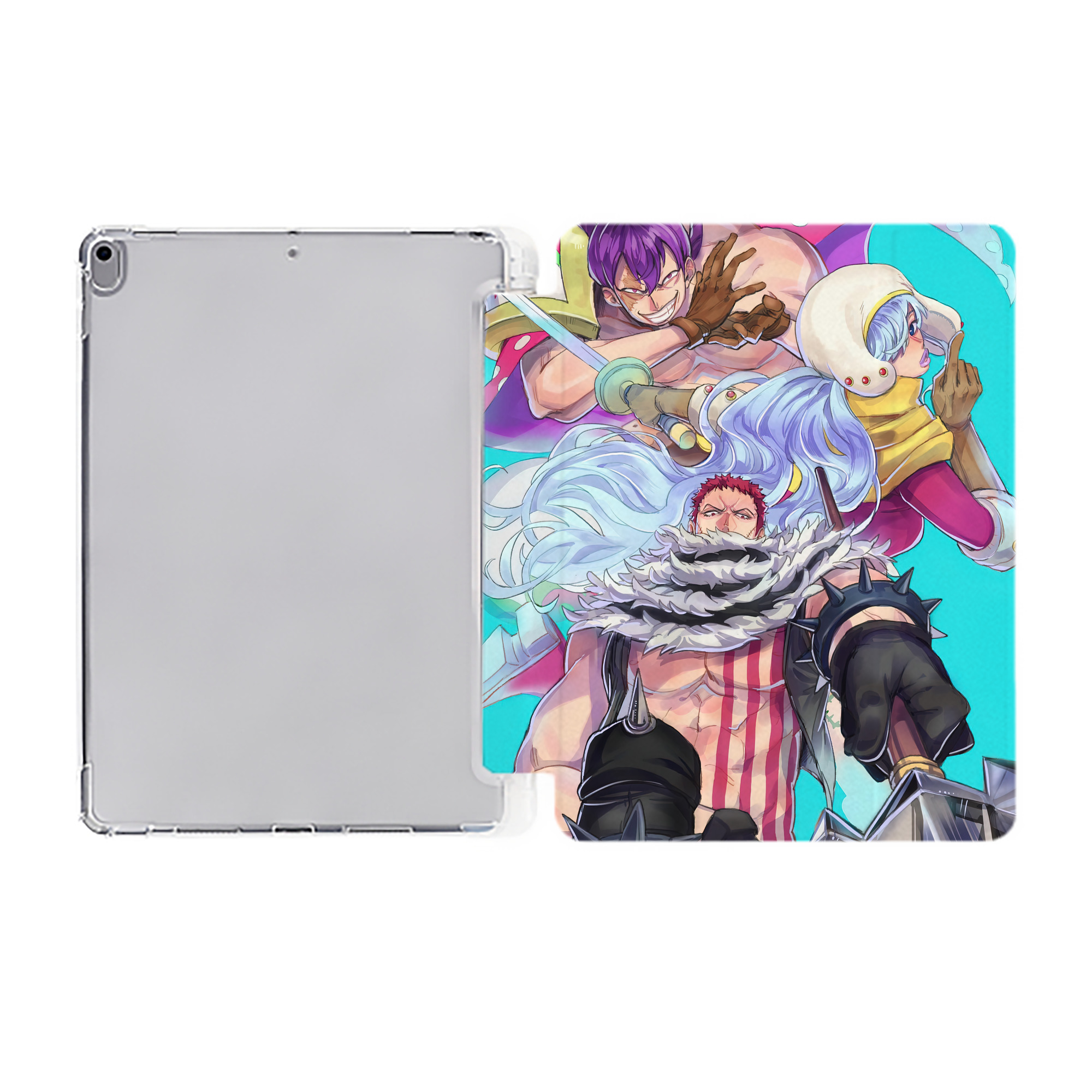 （画像用） ワンピース ONE PIECE IPad ケース ペン収納付き 三つ折りスタンド PUレザー×シリコン 対応機種9.5/10.5/10.9インチ